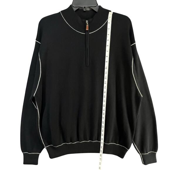 Peter Millar Sweater Mens XXL Black 100% Pure Cashmere 1/4 Zip Modern Preppy - Picture 7 of 13